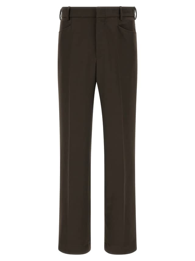 Brown Polyester Casual Pants