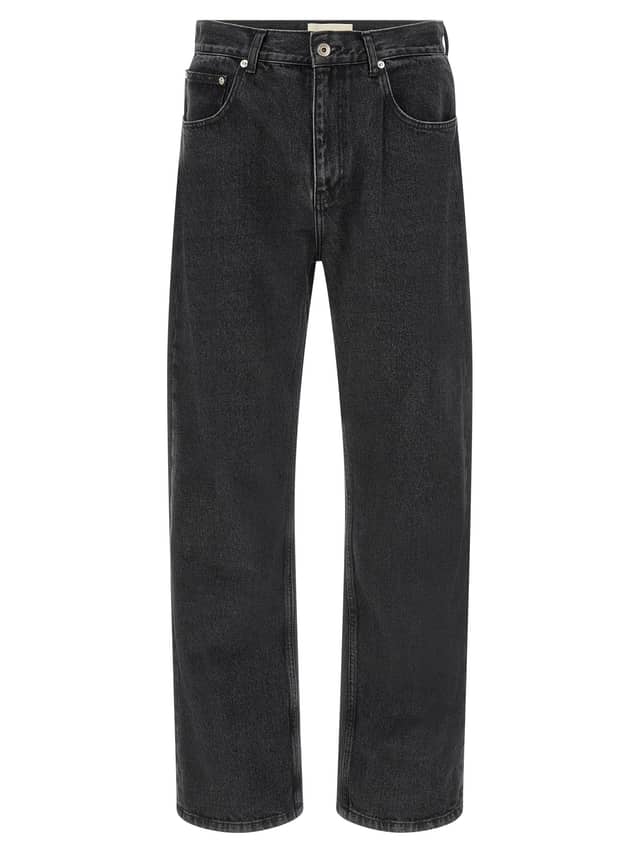 Black Cotton Straight-Leg Jeans