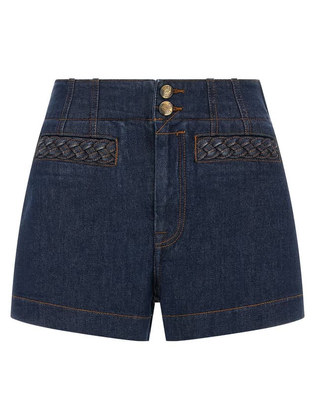 Blue Cotton Bermuda Shorts