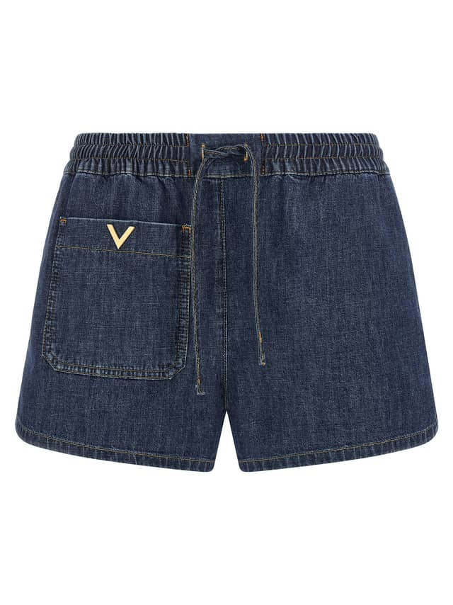 Blue Cotton Bermuda Shorts