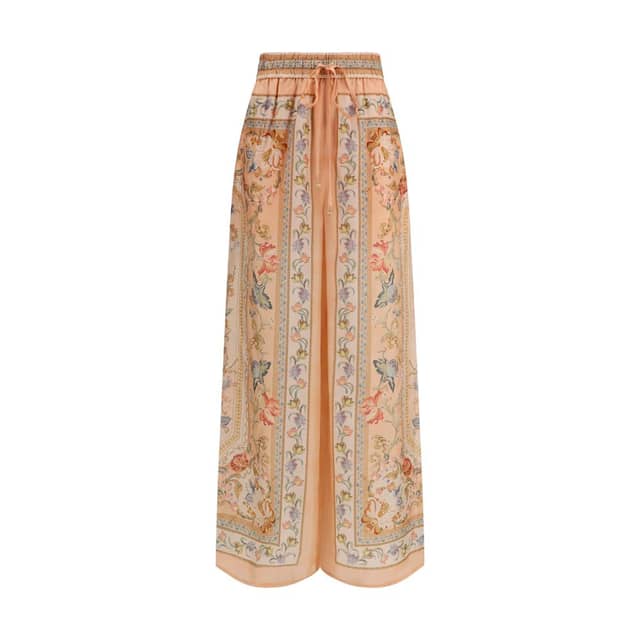 Multicolor Silk Casual Pants