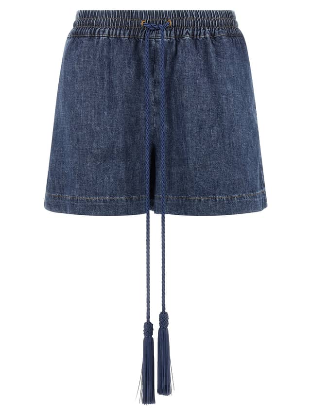 Blue Cotton Bermuda Shorts