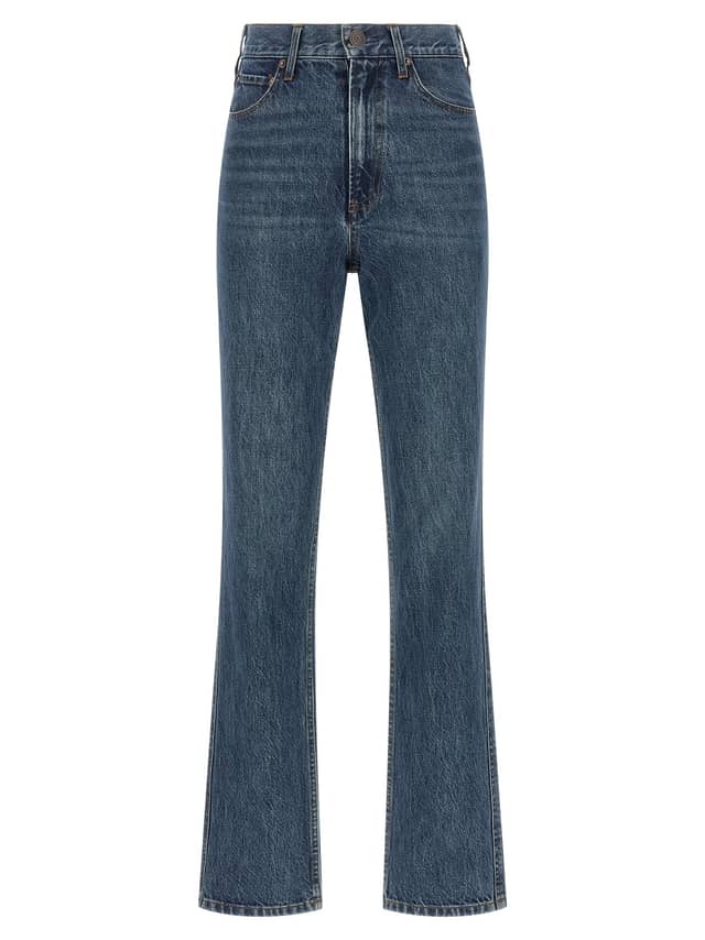 Blue Cotton Flared Jeans