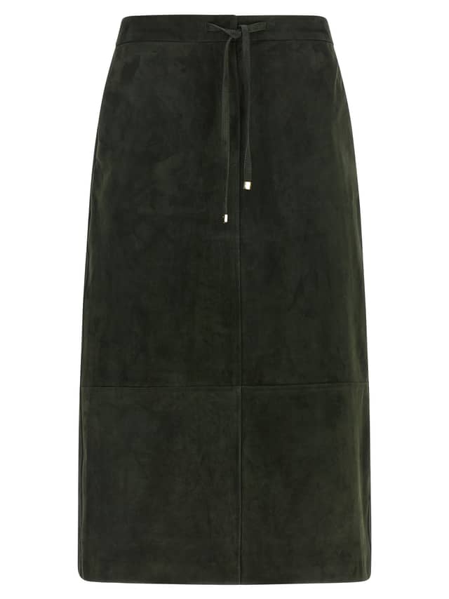Bicolor Lamb Leather Midi Skirt
