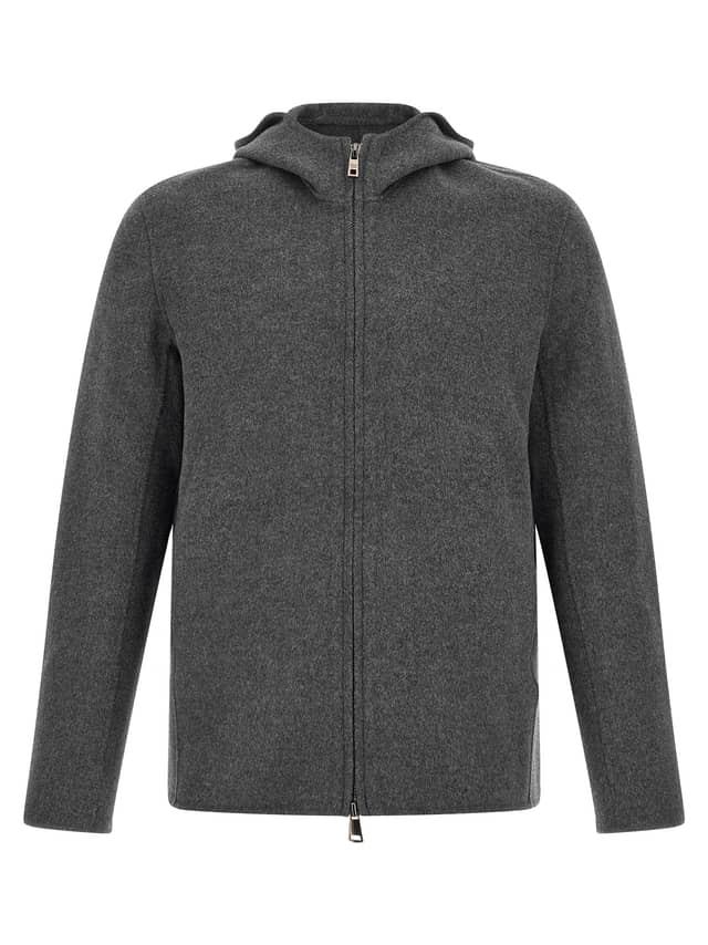 Gray Wool Full-Length Jacket