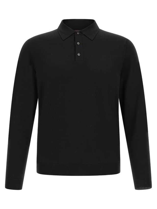 Black Virgin Wool Polo Shirt