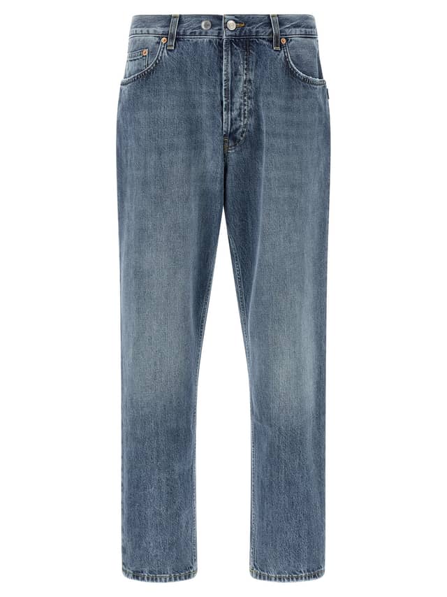 Blue Cotton Tapered Jeans