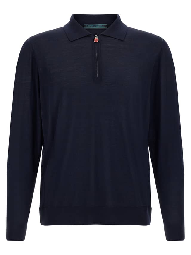 Blue Wool Polo Shirt