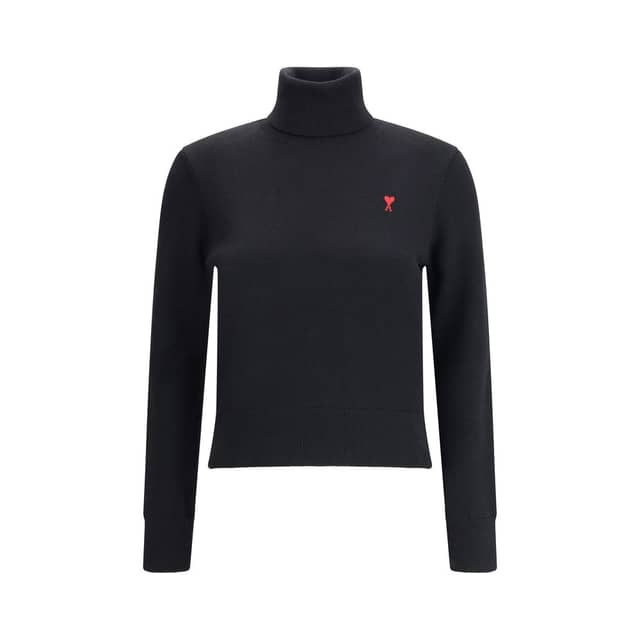 Black Merino Wool Turtleneck