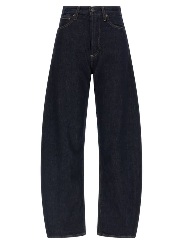 Blue Cotton High-Waisted Jean