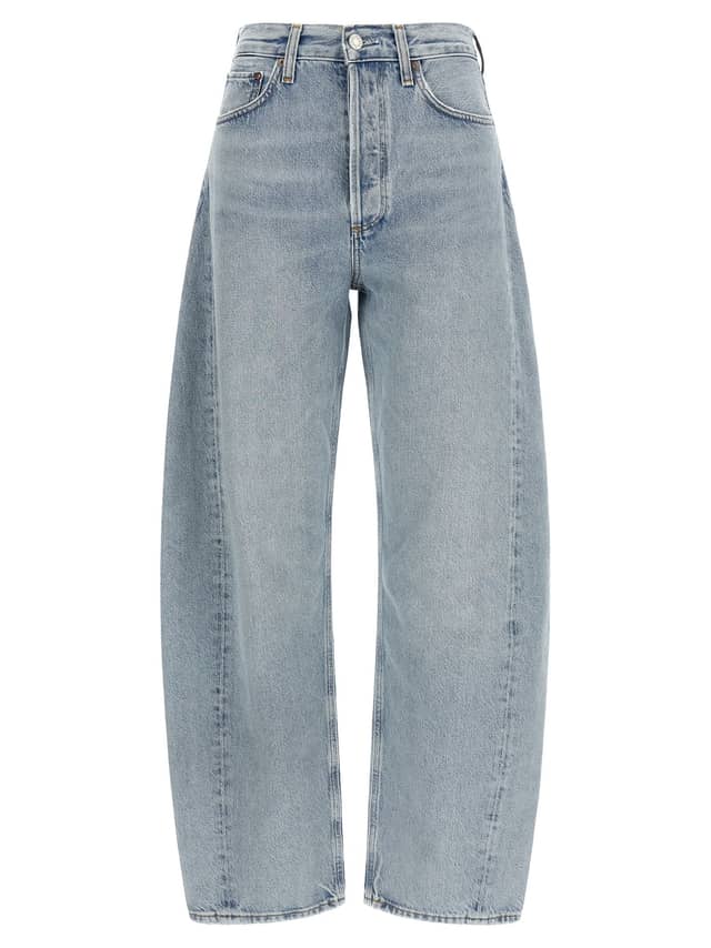 Blue Cotton High-Waisted Jean