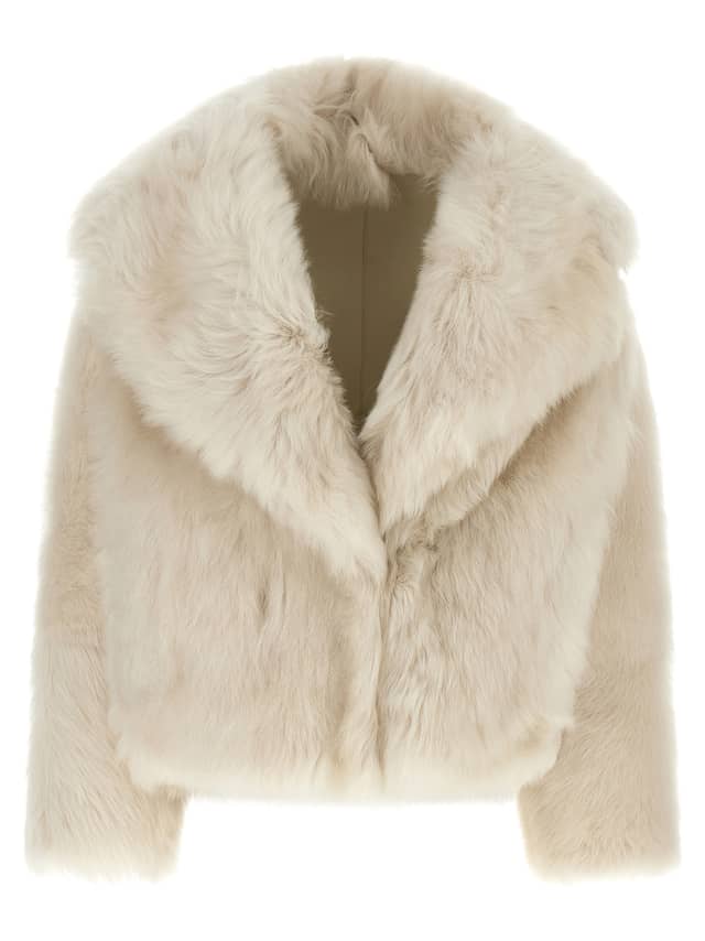 White Lamb Fur Full-Length Jacket