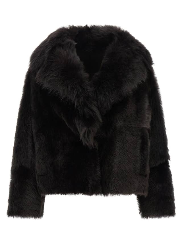 Brown Lamb Fur Full-Length Jacket