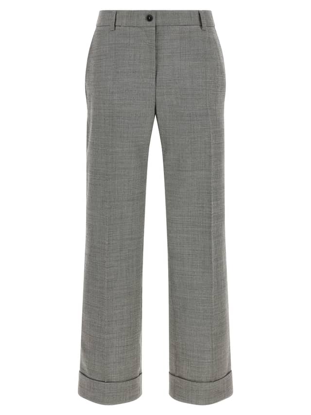 Gray Wool Flared Pants