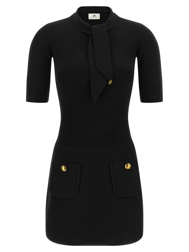 Black Viscose Short Dress
