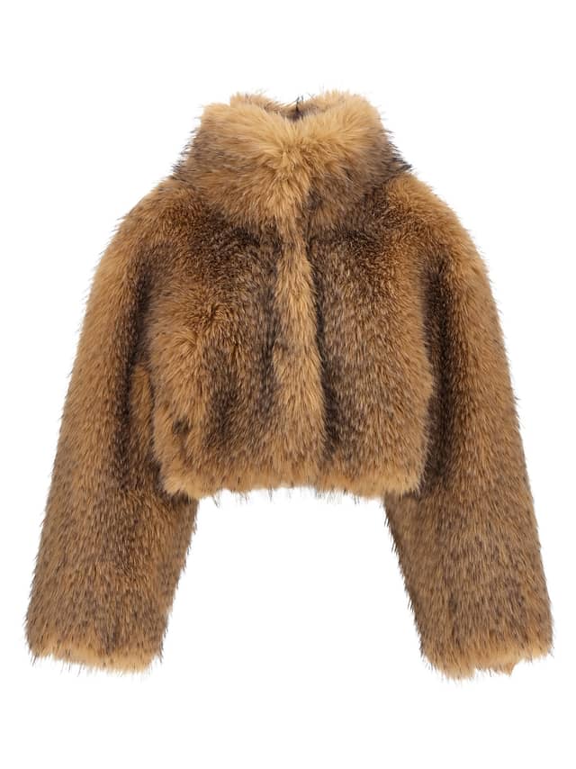 Beige Polyester Full-Length Jacket