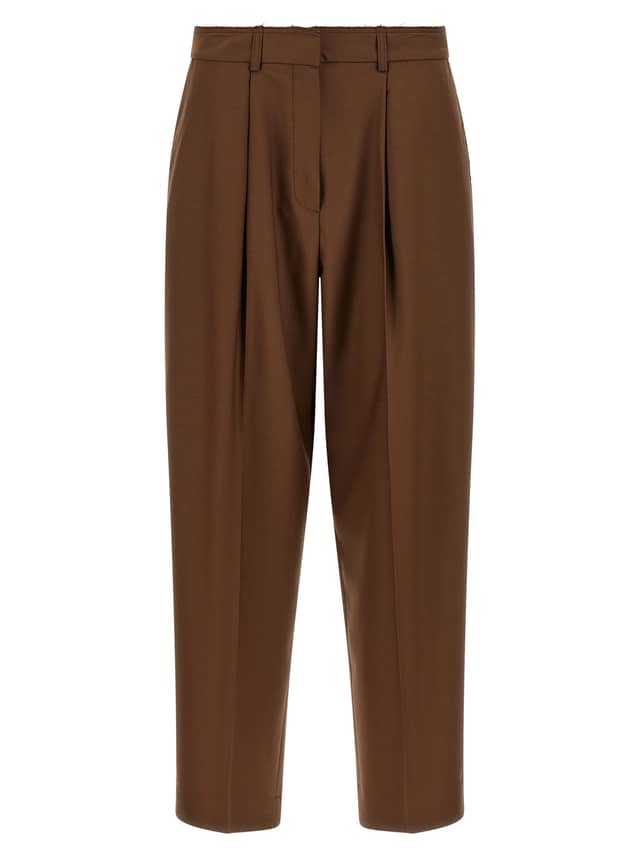 Beige Wool Casual Pants