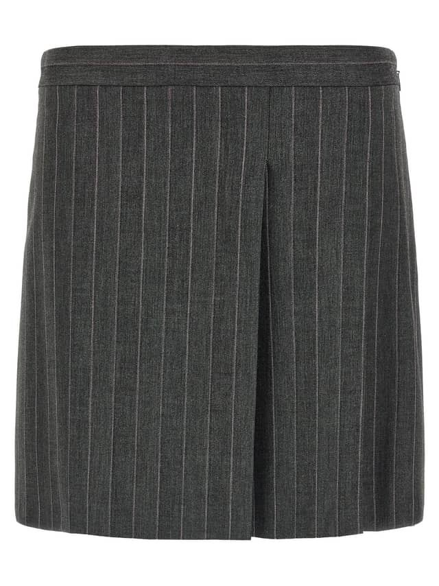 Gray Polyester Long Skirt