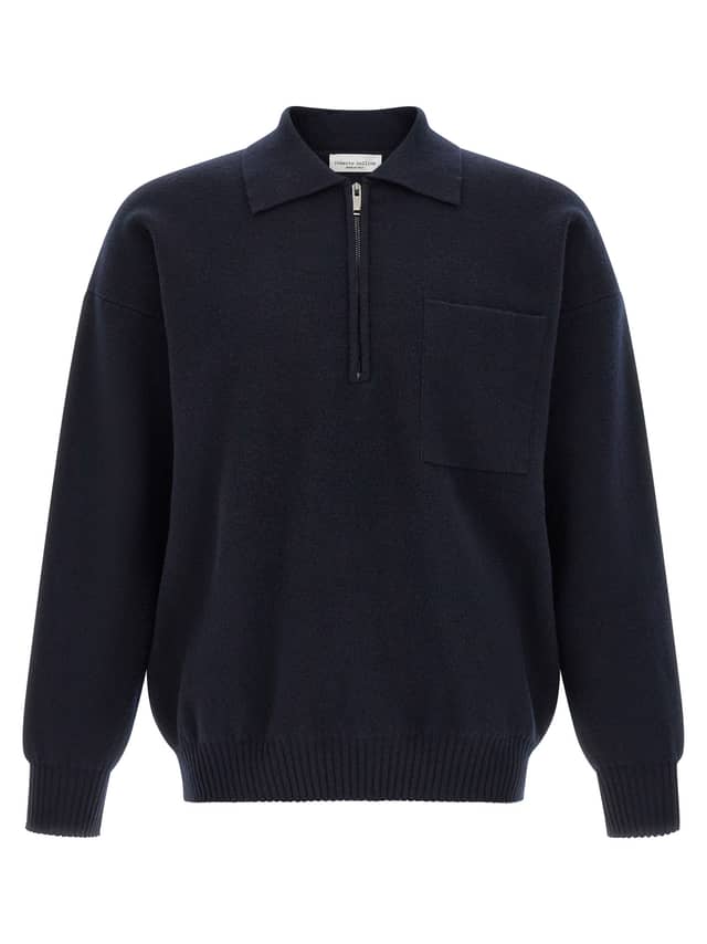 Blue Merino Wool Polo Shirt