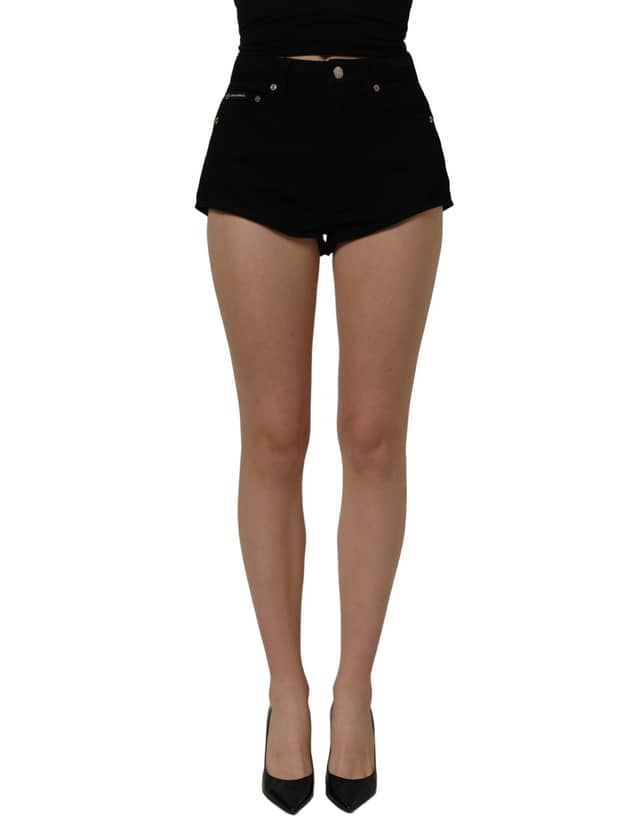 Dark Gray Cotton Mid Rise Denim Hot Pants Shorts