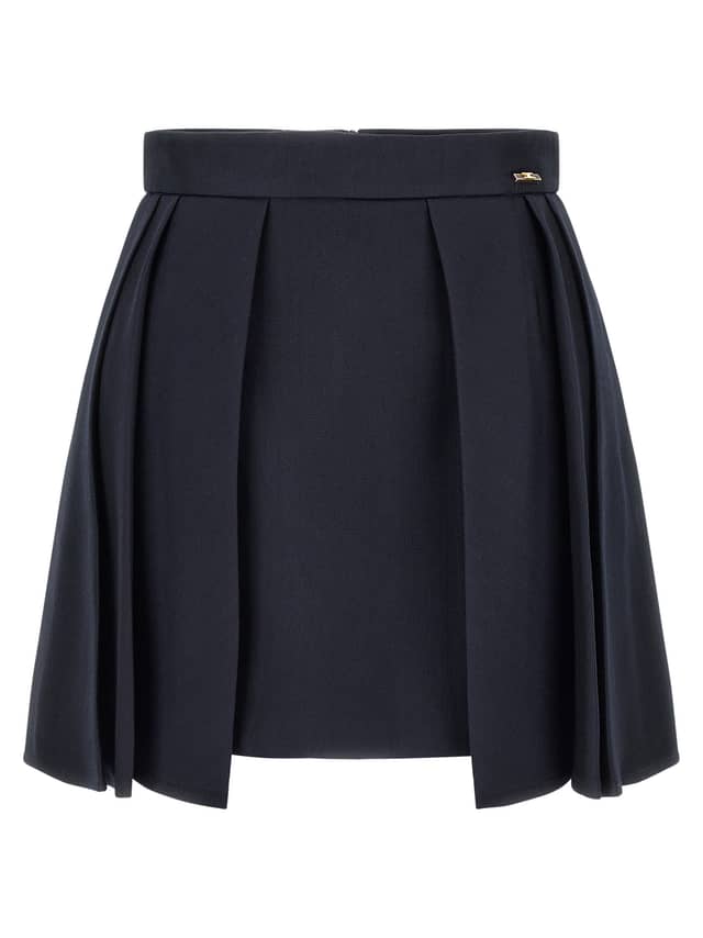 Blue Virgin Wool Long Skirt