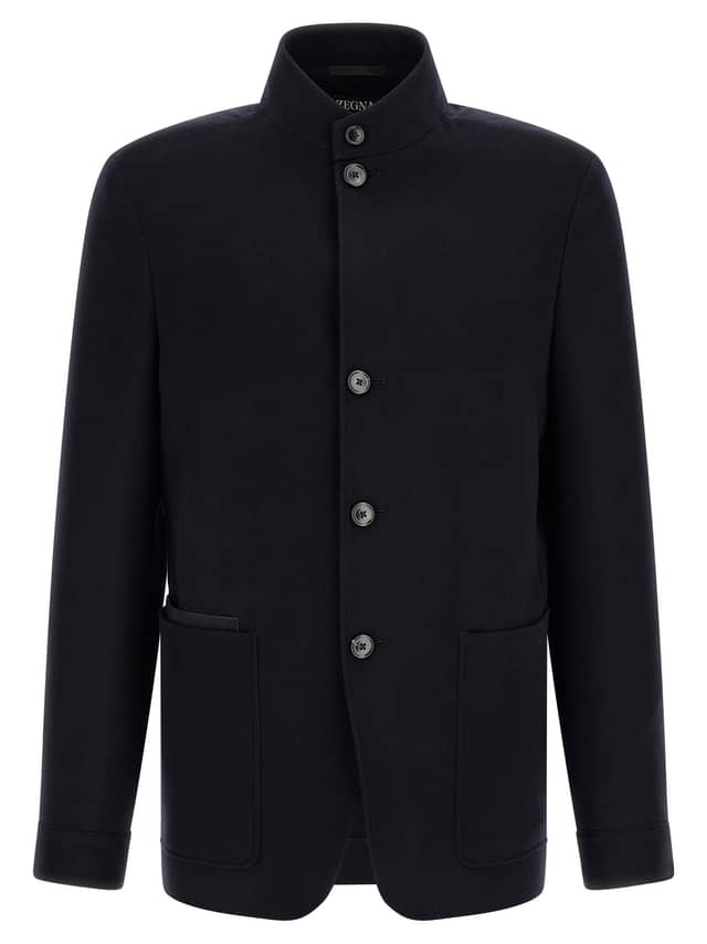 Blue Cashmere Full-Length Jacket