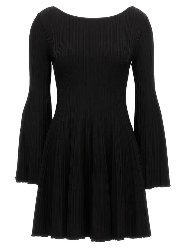 Black Viscose Short Dress