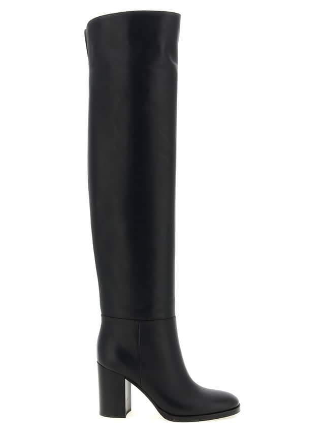 Black Calfskin Over The Knee