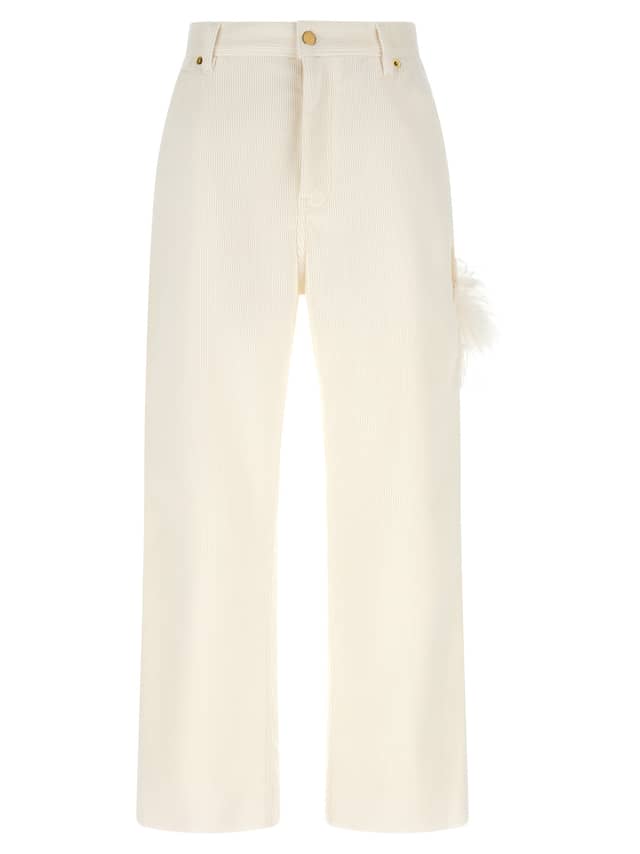 White Cotton Casual Pants