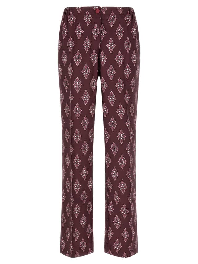 Multicolor Silk Casual Pants