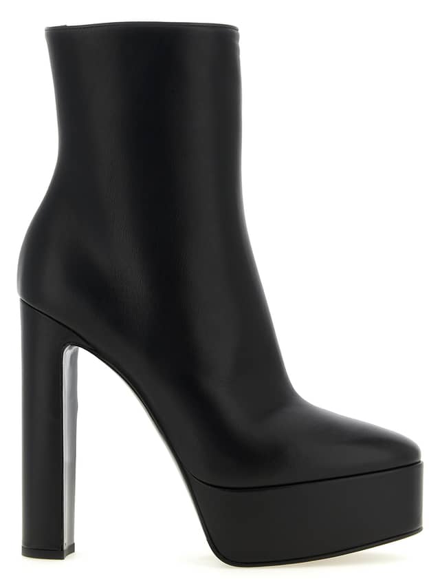 Black Lamb Leather Ankle Boots