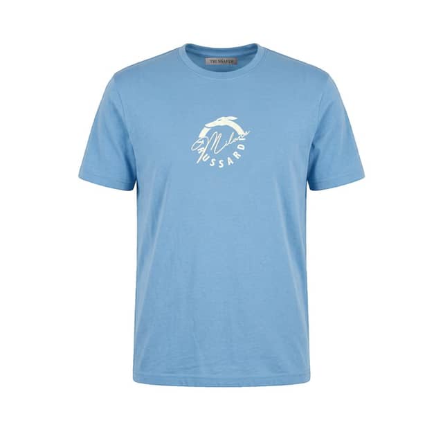 Light Blue Cotton Men T-Shirt