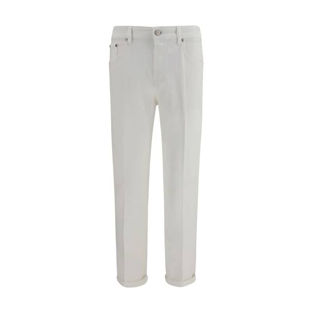 White Cotton Slim Fit Jeans