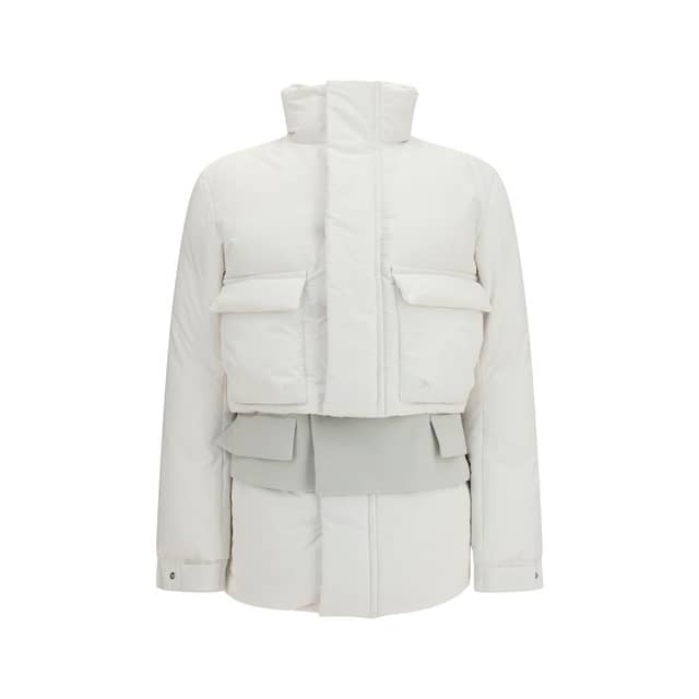 White Polyester Full-Length Jacket