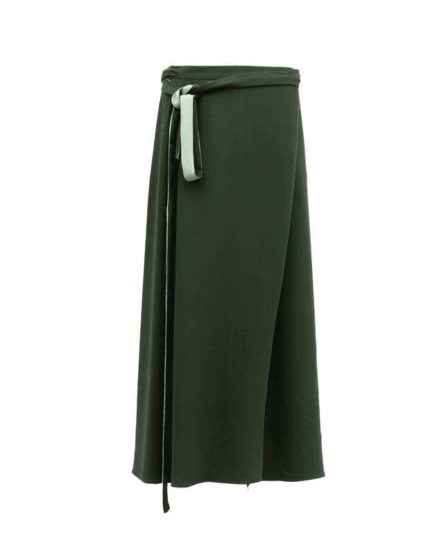 Women Silk Skirt in Dark Green