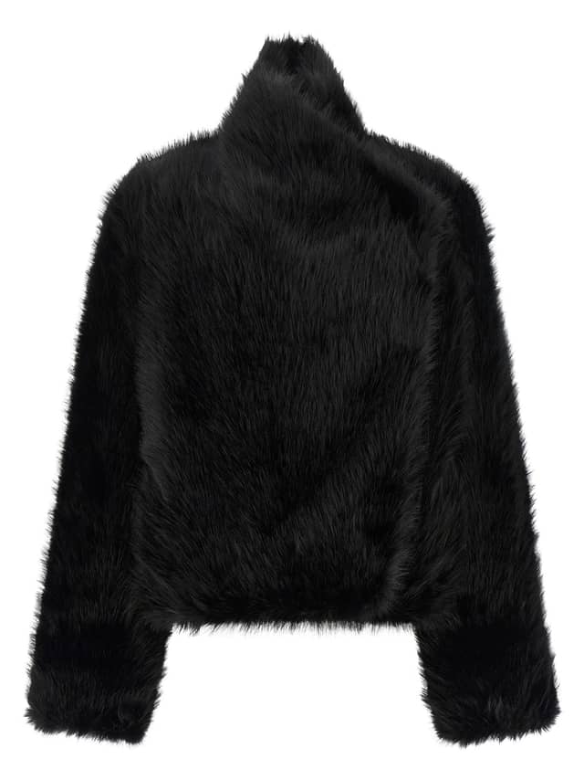 Black Polyester Full-Length Jacket