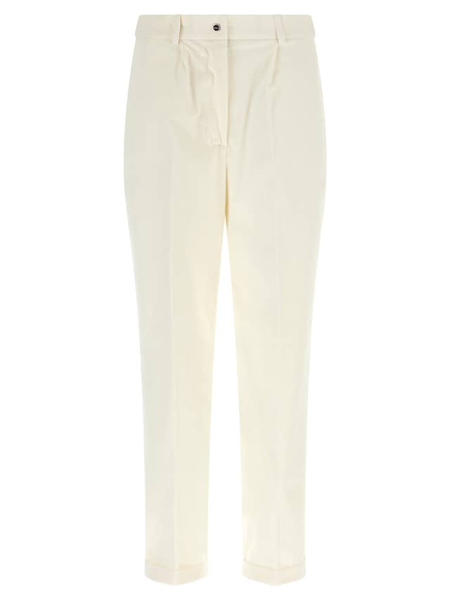 White Cotton Casual Pants