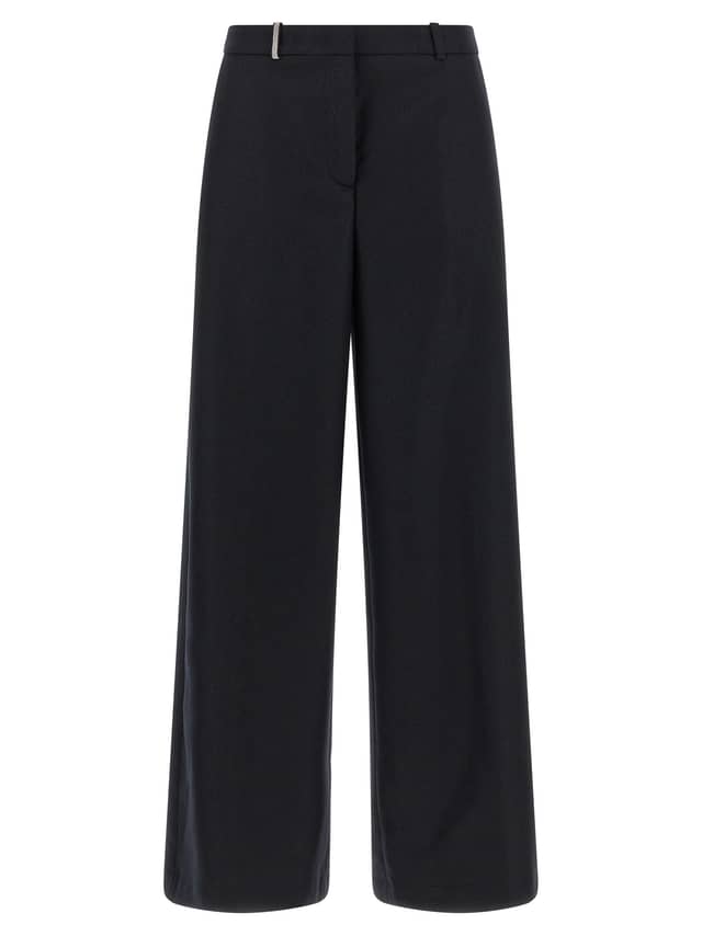 Blue Virgin Wool Casual Pants