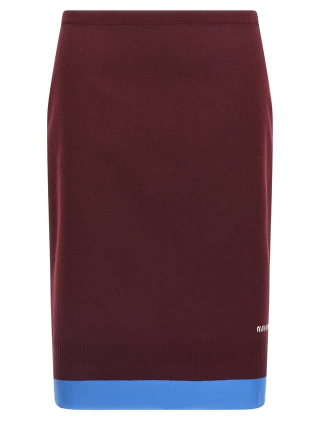 Bordeaux Virgin Wool Midi Skirt