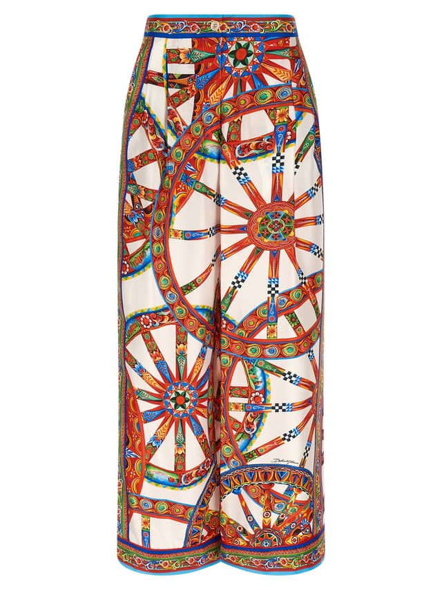 Multicolor Silk Casual Pants