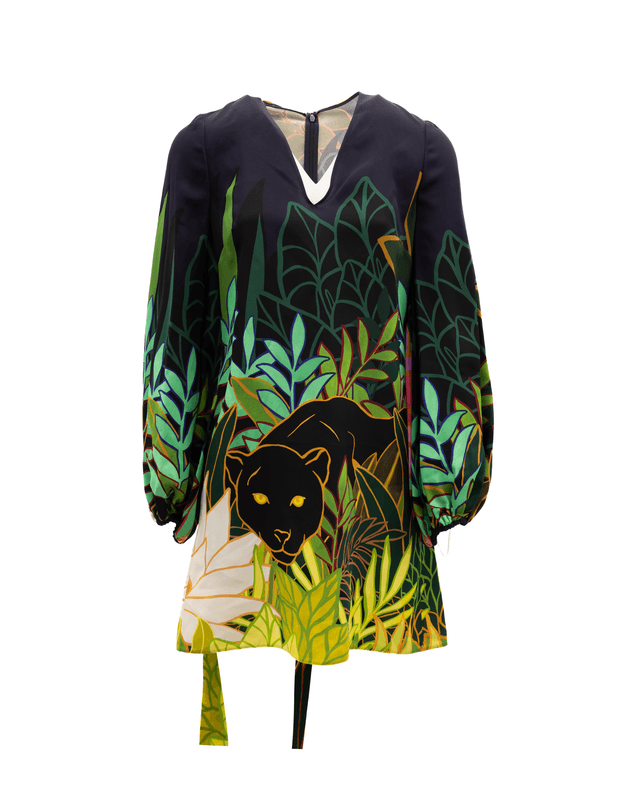 Jungle Print Black Dress