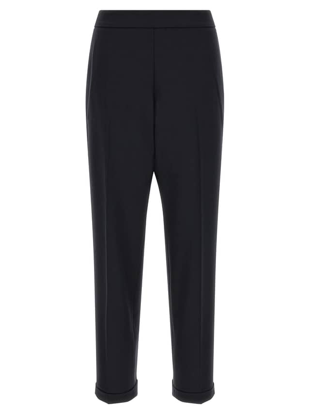 Black Polyester Cropped Pants
