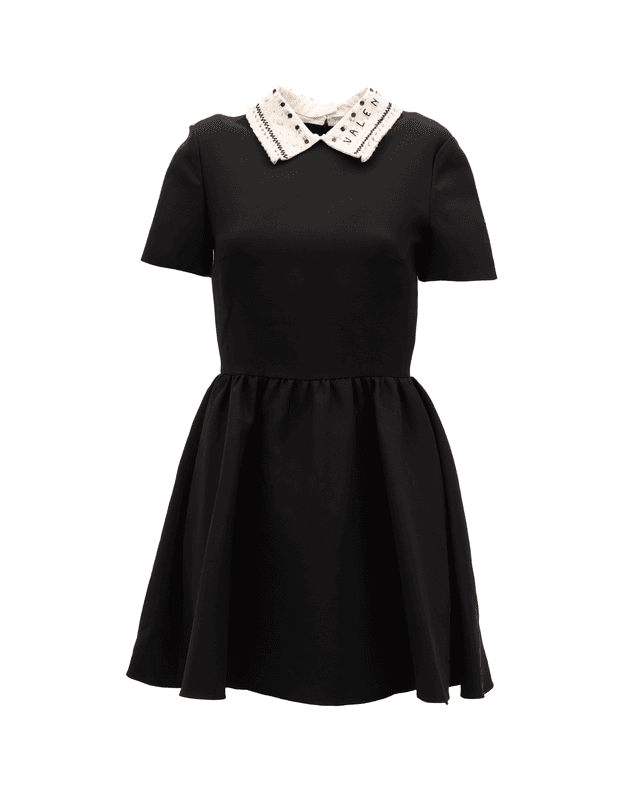 Black Mini Dress with Embellished Collar
