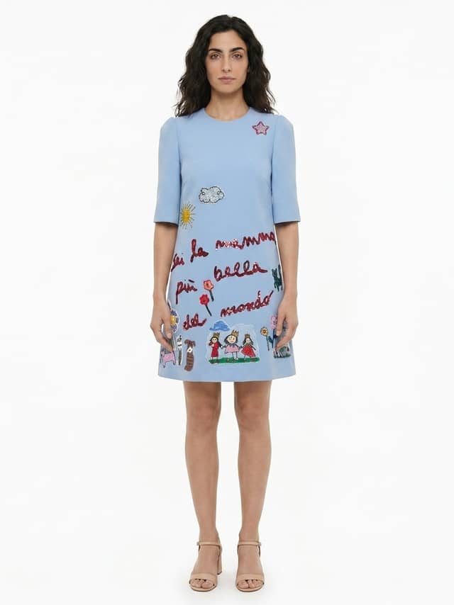 Light Blue Virgin Wool Casual Dress