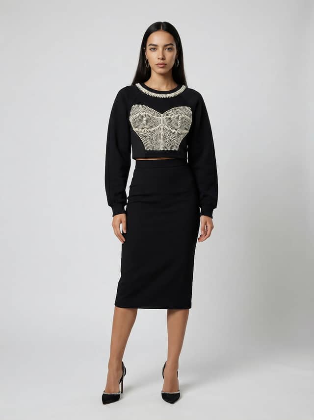 Black Cotton Sweatshirt