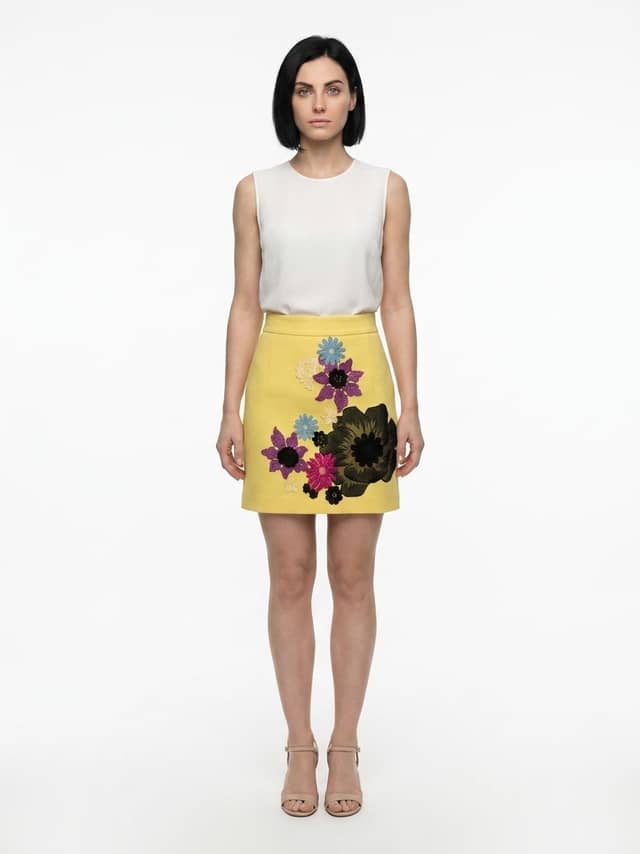 Yellow Wool Mini Skirt