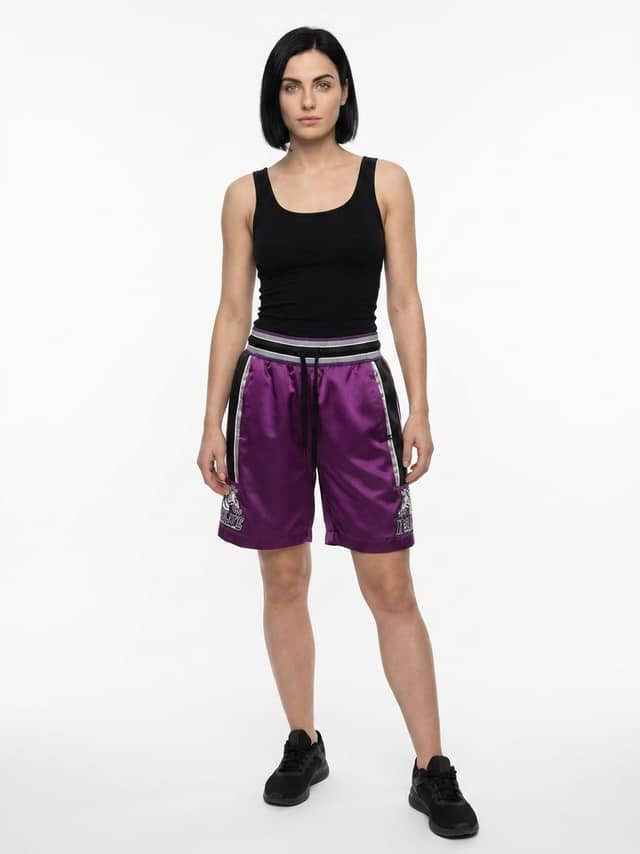 Purple Polyester Bermuda Shorts