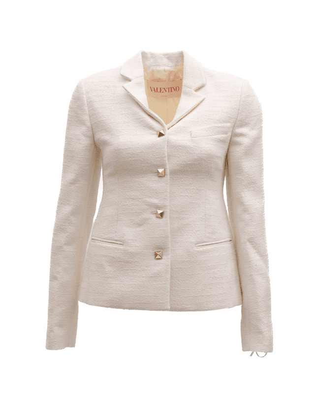 Off-White Tailored Blazer with Gold Stud Buttons