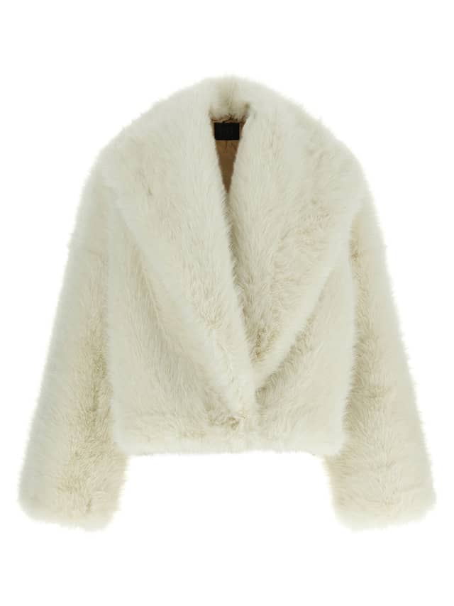 White Polyester Biker Jacket