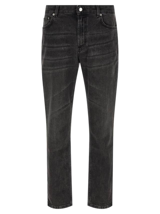 Black Cotton Straight-Leg Jeans